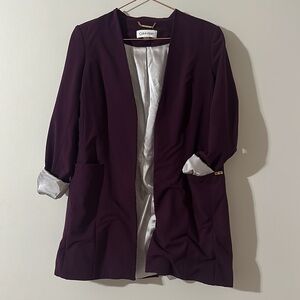 Calvin Klein Purple Blazer with Classic Lapel and Long Sleeves